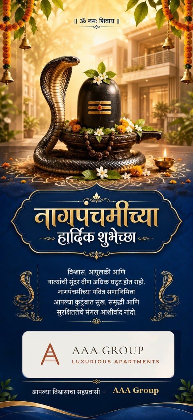 Nag Panchami greeting creative in Marathi